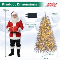 180cm Pre-Lit Christmas Tree with 430 Feather-Inspired Branch Tips and 200 Warm White LED Lights