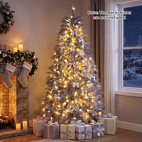 180cm Pre-Lit Christmas Tree with 430 Feather-Inspired Branch Tips and 200 Warm White LED Lights