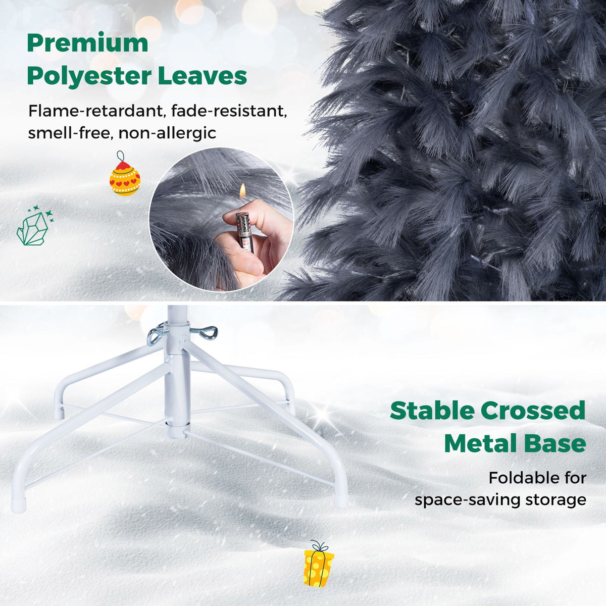 180cm Pre-Lit Christmas Tree with 430 Feather-Inspired Branch Tips and 200 Warm White LED Lights