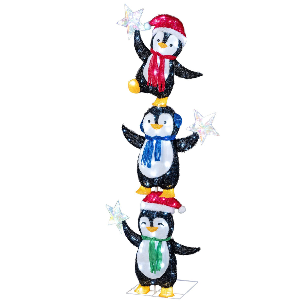180cm Pre-lit Penguin Christmas Yard Decoration with Cold White LED Lights and Ground Stakes