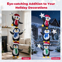 180cm Pre-lit Penguin Christmas Yard Decoration with Cold White LED Lights and Ground Stakes