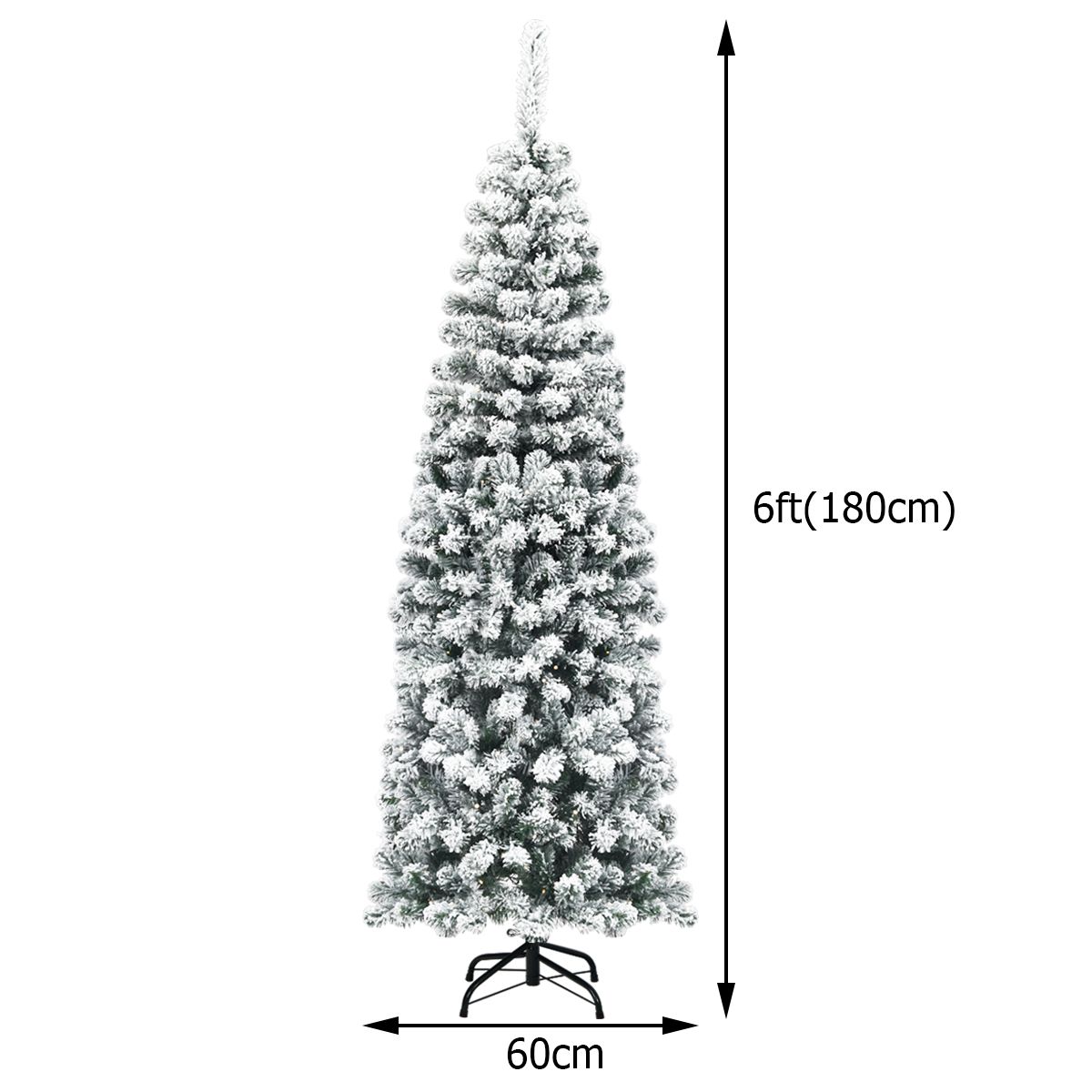 Slim Snow Flocked Christmas Tree for Home Decoration & Gift
