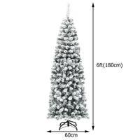 Slim Snow Flocked Christmas Tree for Home Decoration & Gift