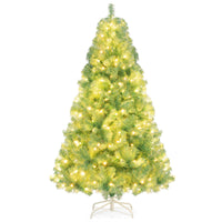 1.8 M/2.25 M Pre-Lit Tinsel Christmas Tree Artificial Xmas Tree with 688/1300 Lush Branch Tips