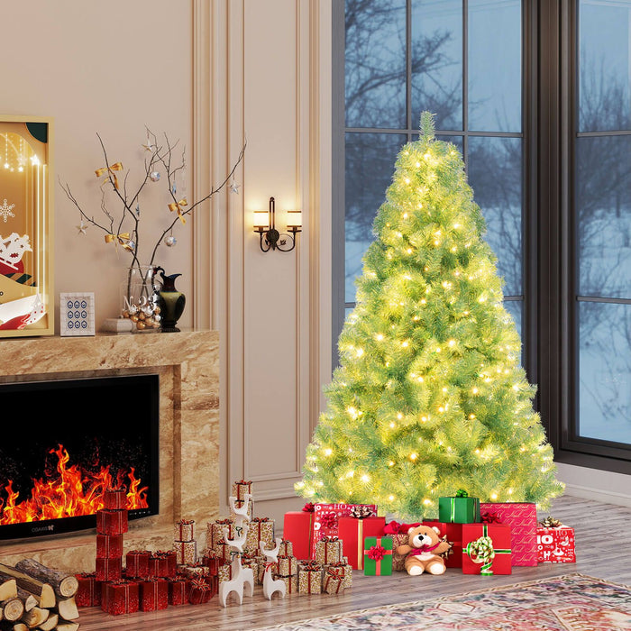 1.8 M/2.25 M Pre-Lit Tinsel Christmas Tree Artificial Xmas Tree with 688/1300 Lush Branch Tips