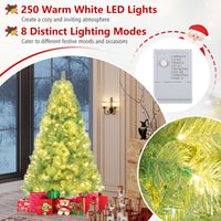 1.8 M/2.25 M Pre-Lit Tinsel Christmas Tree Artificial Xmas Tree with 688/1300 Lush Branch Tips