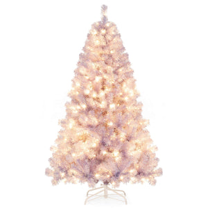 1.8 M/2.25 M Pre-Lit Tinsel Christmas Tree Artificial Xmas Tree with 688/1300 Lush Branch Tips