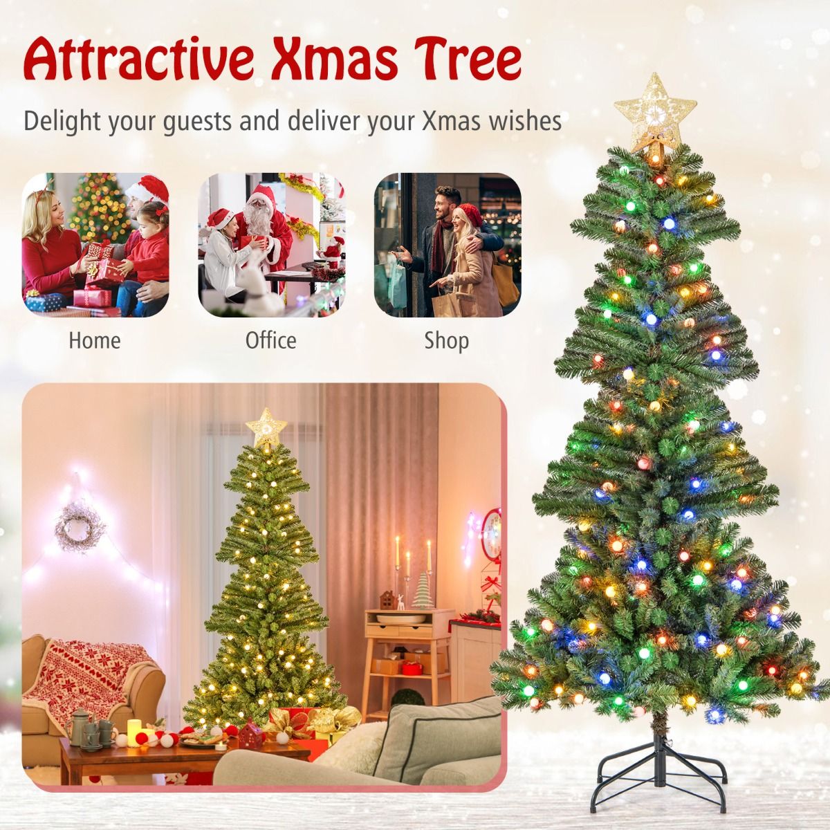 150/180 CM Artificial Xmas Tree with Projection Light and 9 Lighting Modes