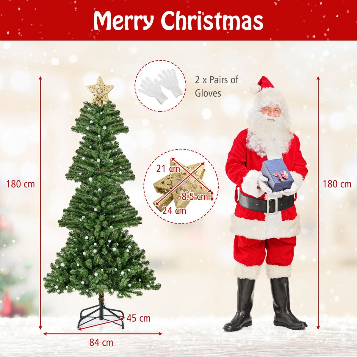 150/180 CM Artificial Xmas Tree with Projection Light and 9 Lighting Modes