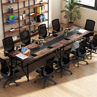 180cm Conference Table with Cable Grommet and Storage Shelf