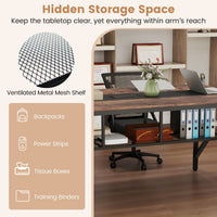 180cm Conference Table with Cable Grommet and Storage Shelf