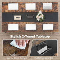 180cm Conference Table with Cable Grommet and Storage Shelf