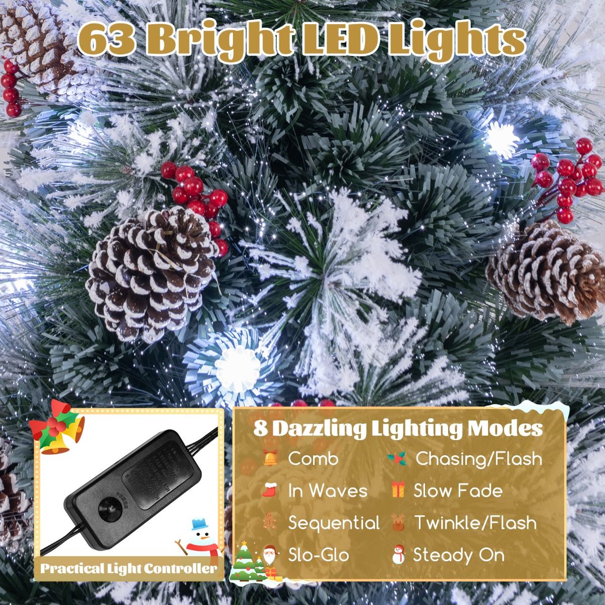 180CM Optic Fibre Christmas Tree with 220 Branch Tips and 8 Lighting Modes