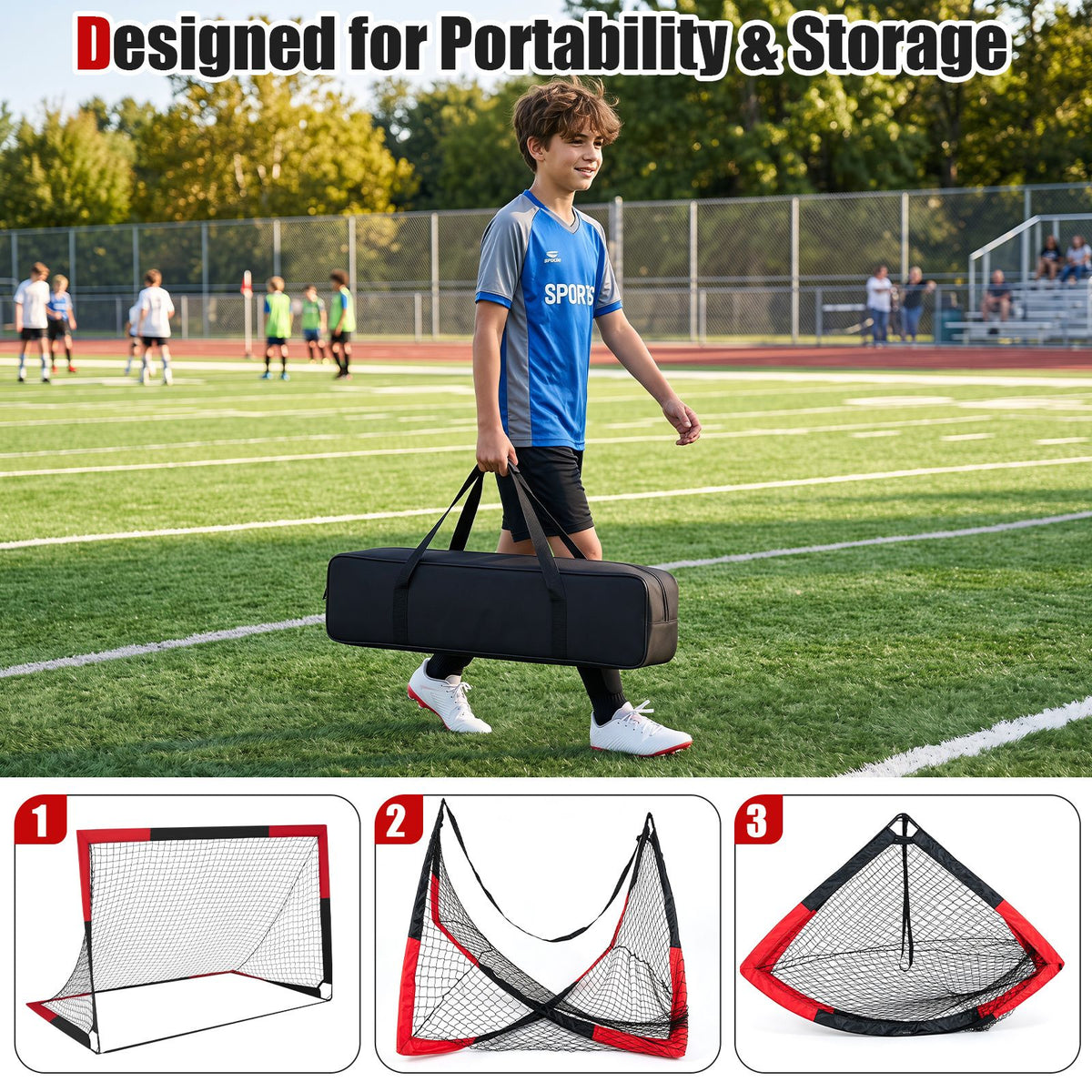 183 x 119 cm Kids Soccer Goals and Ball Set Outdoor Portable Pop Up Soccer Net