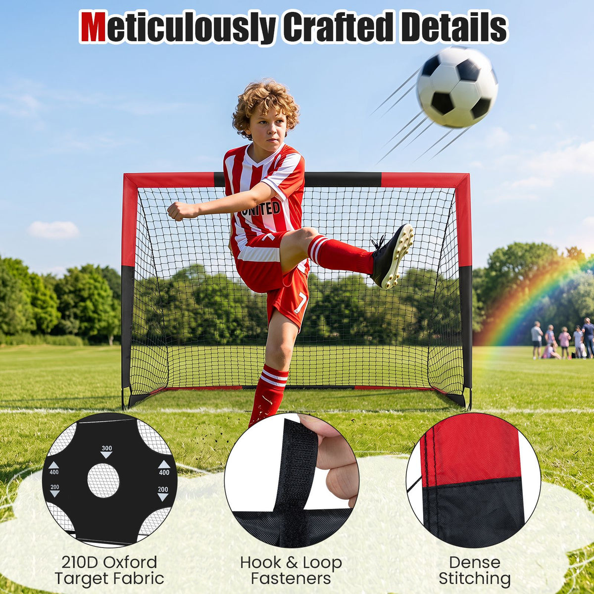 183 x 119 cm Kids Soccer Goals and Ball Set Outdoor Portable Pop Up Soccer Net