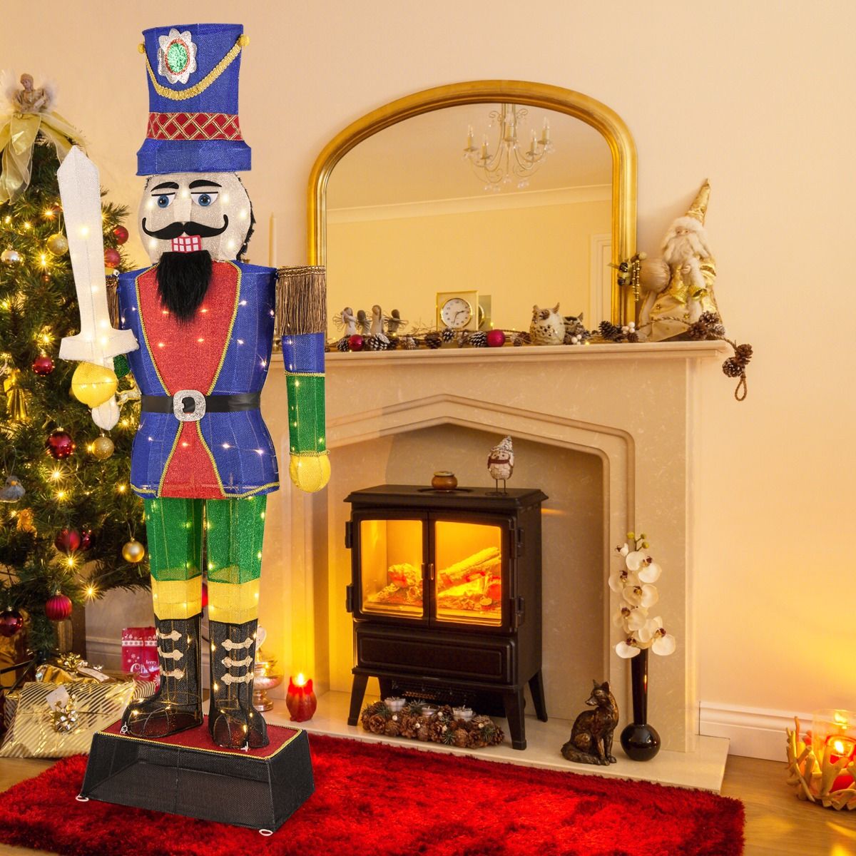 184 CM Pre-Lit Nutcracker with Sword and 110 LED Lights