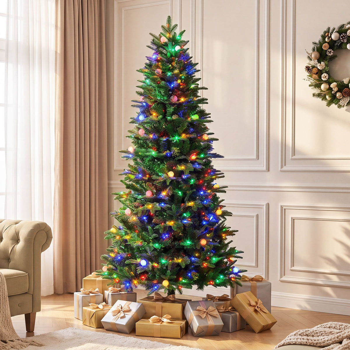 Artificial Christmas Tree with 280 Multi-Color LED Lights