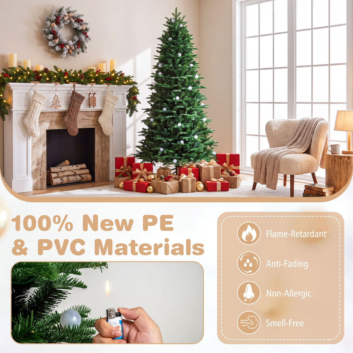 Artificial Christmas Tree with 280 Multi-Color LED Lights