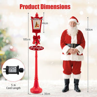 185 cm Red Musical Christmas Streetlight Christmas Lights