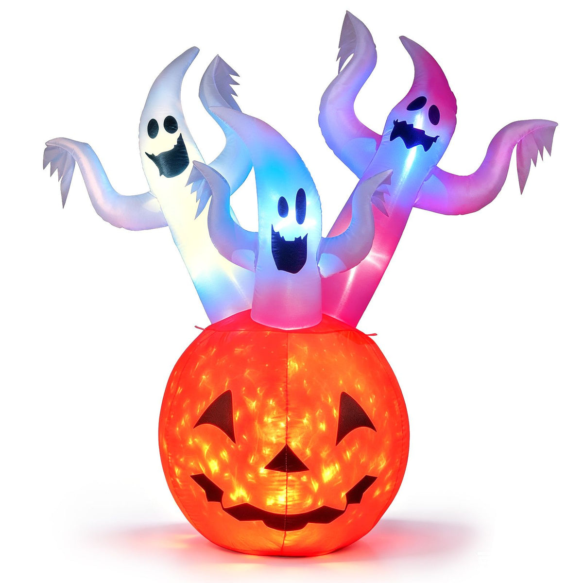185cm Inflatable Ghost Pumpkin with Colorful Lights