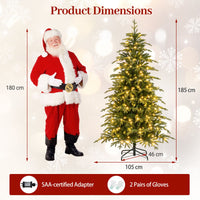 185cm Pre-Lit Artificial Christmas Tree 834 PE and PVC Branch Tips