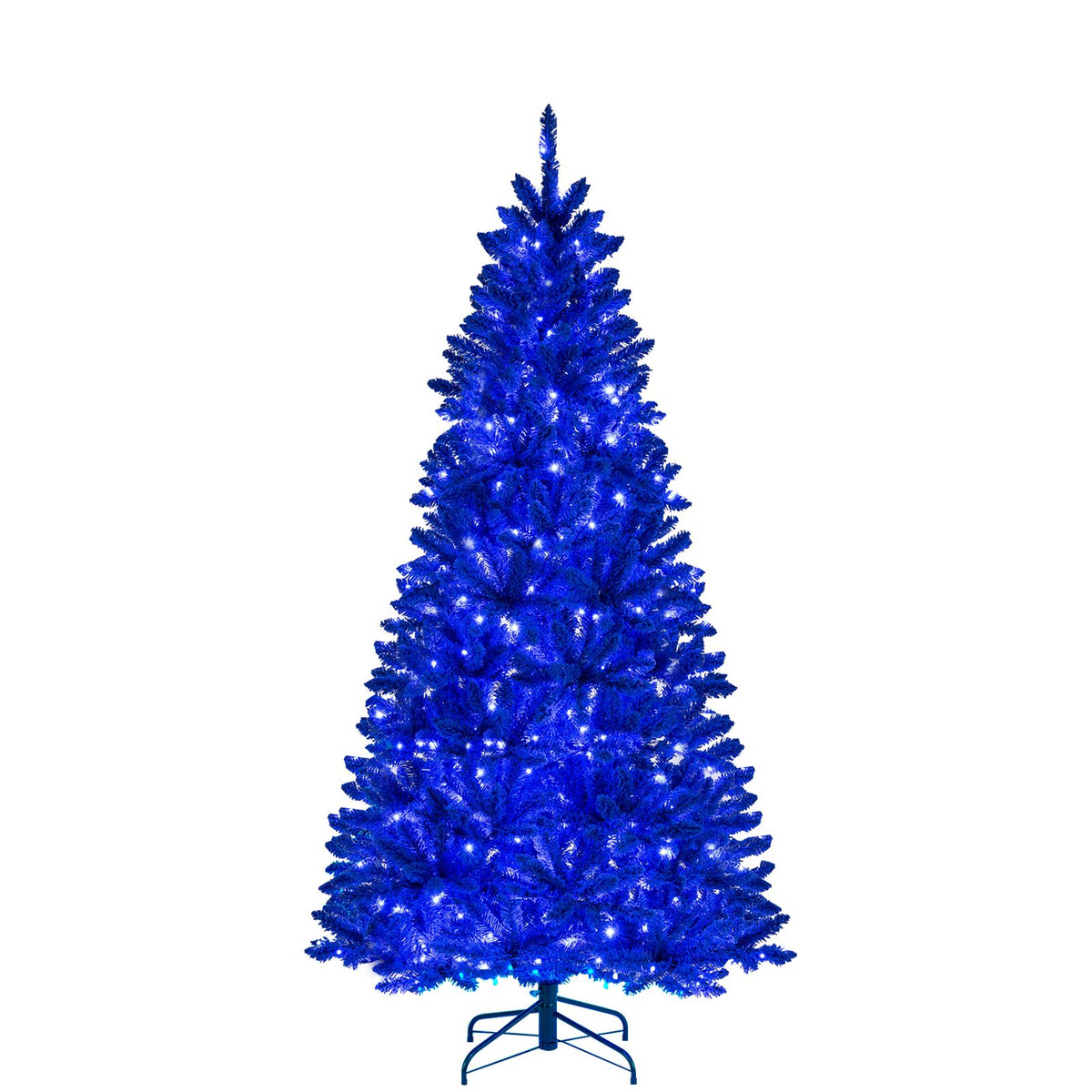 185cm Pre-Lit Artificial Christmas Tree with 250 Blue LED Lights 588 Snow Flocked Branch Tips