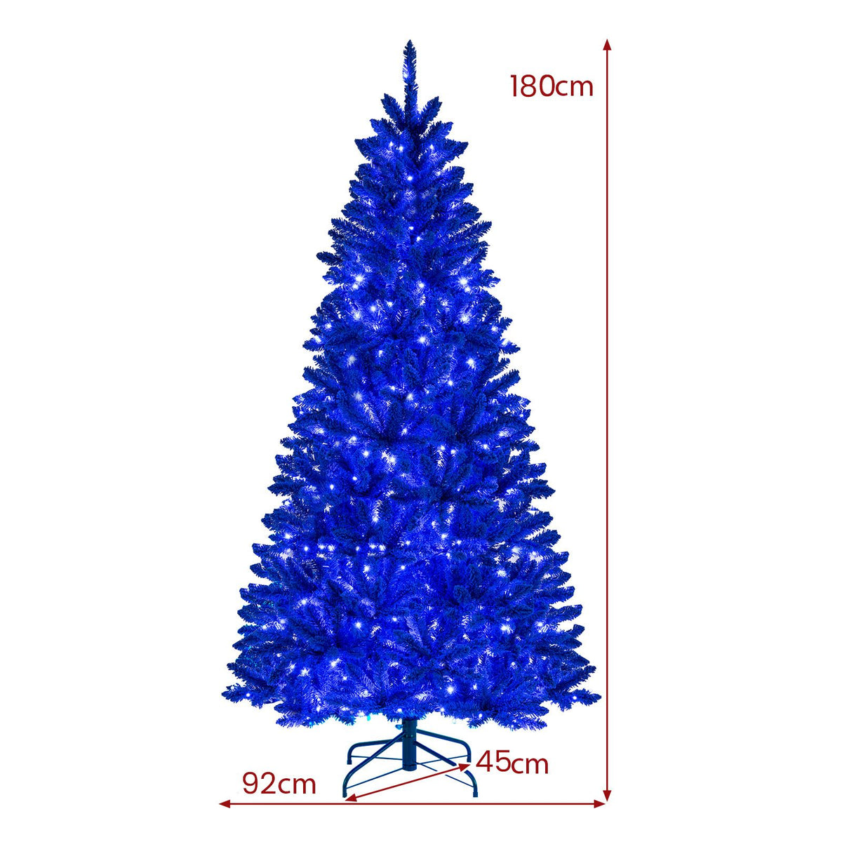 185cm Pre-Lit Artificial Christmas Tree with 250 Blue LED Lights 588 Snow Flocked Branch Tips