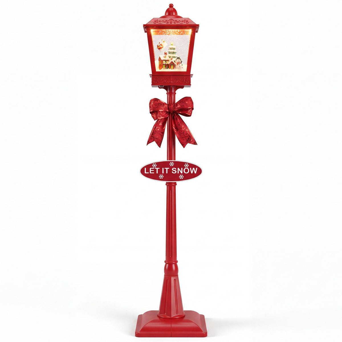 186 cm Musical Christmas Streetlight with LED Lights and Santa Scene