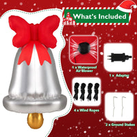 186cm Giant Inflatable Christmas Bell Outdoor Decoration