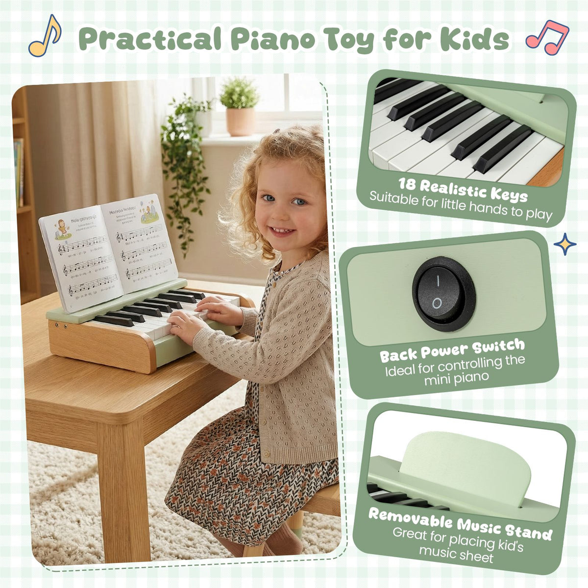 18 Keys Kids Piano Keyboard Interactive Children Piano Musical Toy