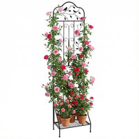 190 cm Freestanding Rose Metal Trellis with Foldable Shelf