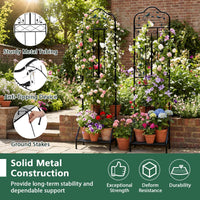 190 cm Freestanding Rose Metal Trellis with Foldable Shelf