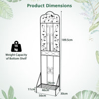190 cm Freestanding Rose Metal Trellis with Foldable Shelf
