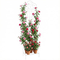 190 cm Freestanding Rose Metal Trellis with Foldable Shelf