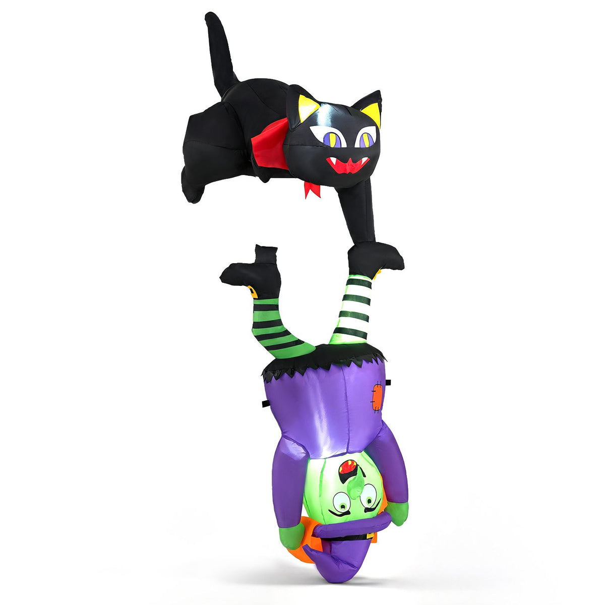 190cm Halloween Hanging Inflatable Witch and Black Cat