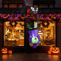 190cm Halloween Hanging Inflatable Witch and Black Cat