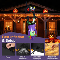 190cm Halloween Hanging Inflatable Witch and Black Cat