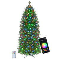 190cm Smart Pencil Christmas Tree with 220 Pre-Lit RGB LED Lights and Music Sync