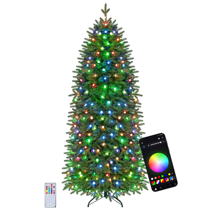 190cm Smart Pencil Christmas Tree with 220 Pre-Lit RGB LED Lights and Music Sync