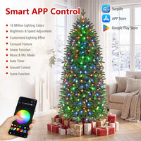 190cm Smart Pencil Christmas Tree with 220 Pre-Lit RGB LED Lights and Music Sync