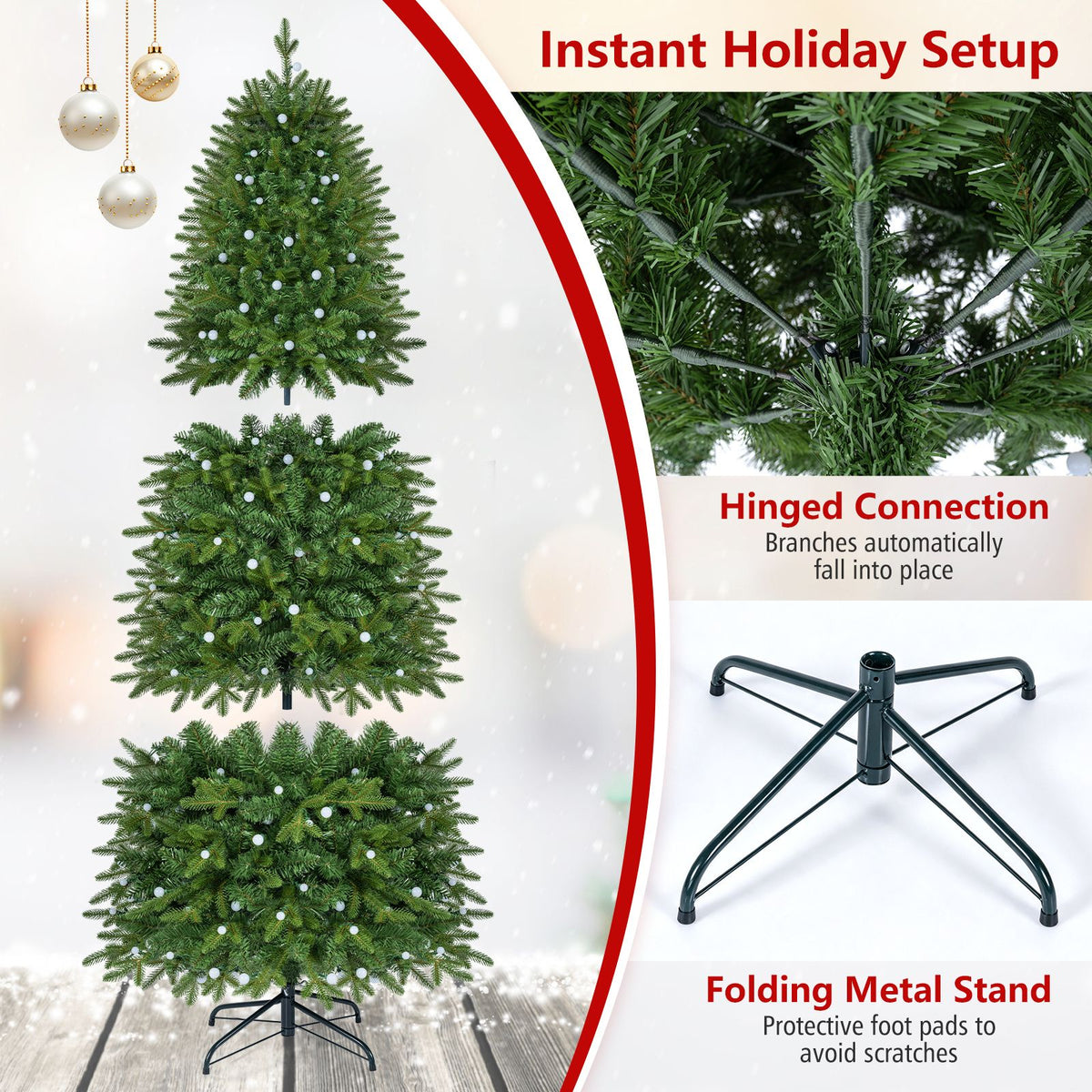 190cm Smart Pencil Christmas Tree with 220 Pre-Lit RGB LED Lights and Music Sync