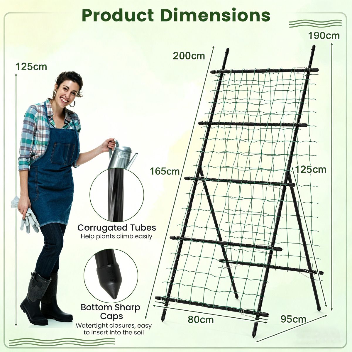 190cm x 80cm Cucumber Trellis for Raised Bed