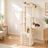 194 cm Tall Modern Cat Tree for Indoor Cats with Condo Top Perch and Sisal Scratching Posts