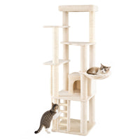 194 cm Tall Modern Cat Tree for Indoor Cats with Condo Top Perch and Sisal Scratching Posts