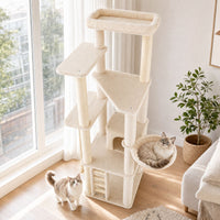 194 cm Tall Modern Cat Tree for Indoor Cats with Condo Top Perch and Sisal Scratching Posts
