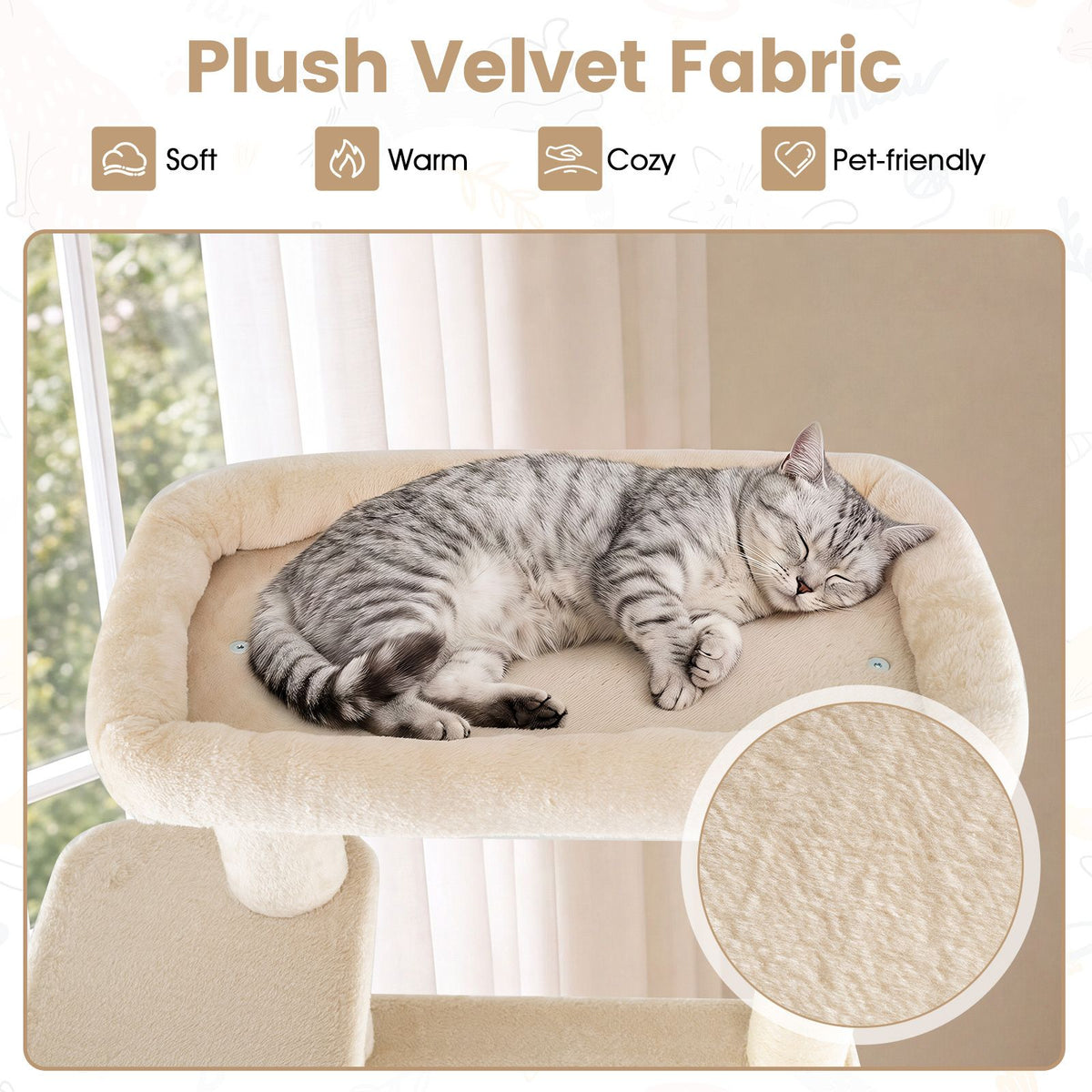 194 cm Tall Modern Cat Tree for Indoor Cats with Condo Top Perch and Sisal Scratching Posts