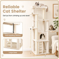 194 cm Tall Modern Cat Tree for Indoor Cats with Condo Top Perch and Sisal Scratching Posts