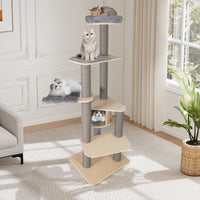 197 CM Cat Tree Multi-level Cat Tower w/Comfy Padded Top Perch & Detachable Mats