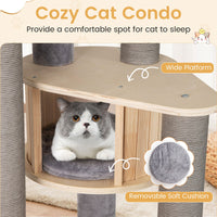 197 CM Cat Tree Multi-level Cat Tower w/Comfy Padded Top Perch & Detachable Mats