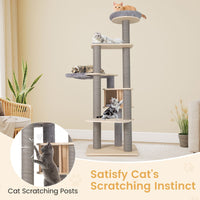 197 CM Cat Tree Multi-level Cat Tower w/Comfy Padded Top Perch & Detachable Mats